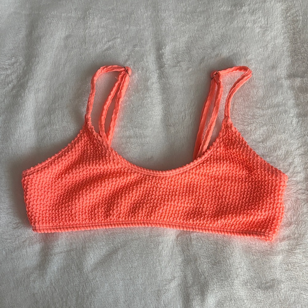 SHEIN Vibrant Coral Knit Bikini Top